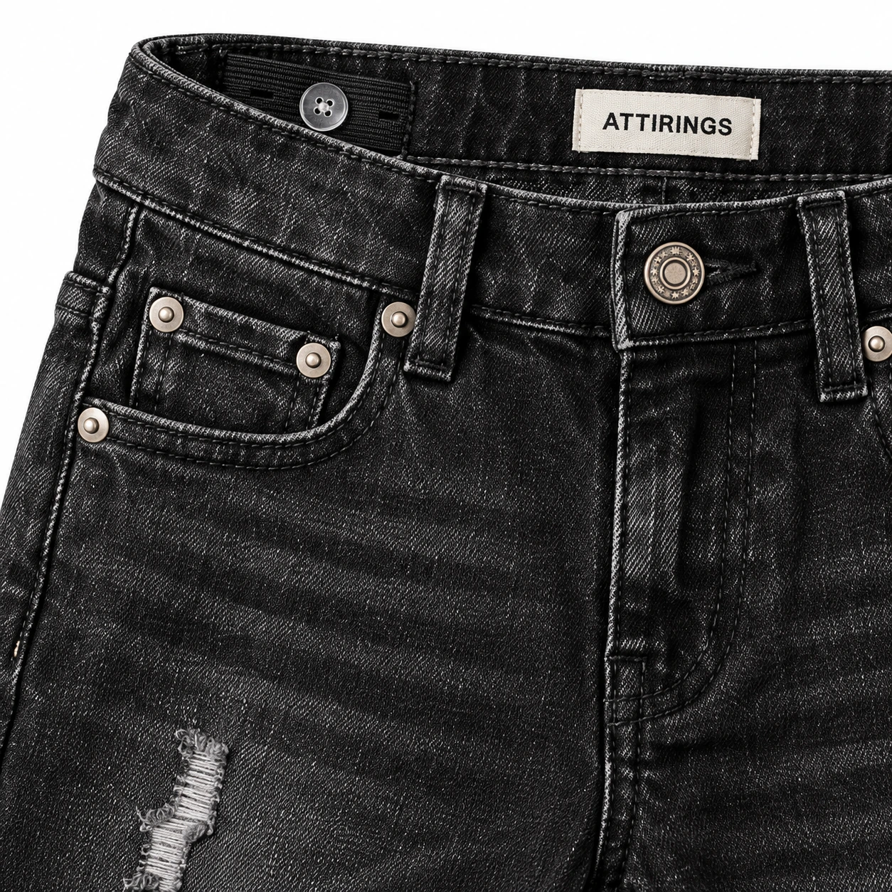Attirings Boys' Regular Fit Distressed Jeans detail design visualization