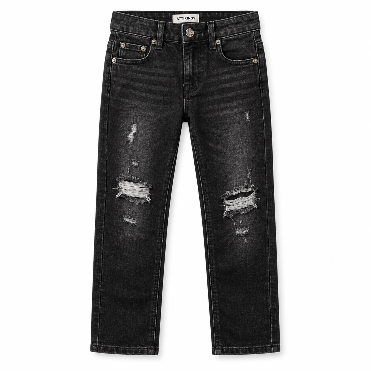Attirings Boys' Regular Fit Distressed Jeans front design visualization