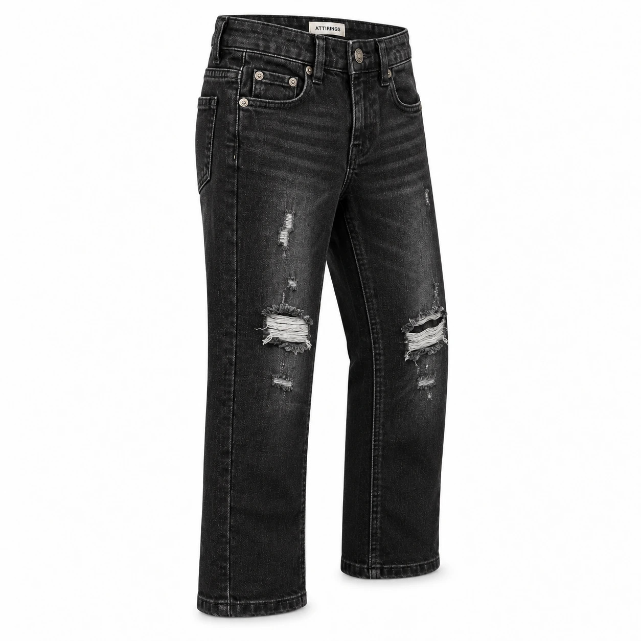 Attirings Boys' Regular Fit Distressed Jeans side design visualization