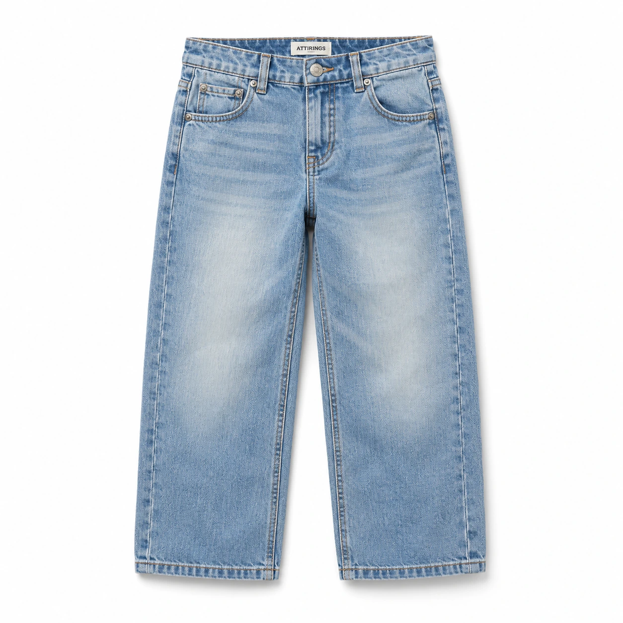 Attirings Boys' Relaxed Fit Light Wash Jeans front design visualization