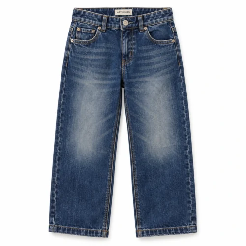 Attirings Boys' Relaxed Fit Stone Wash Jeans front design visualization
