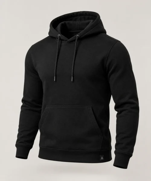 Men's Slim Fit Pullover Hoodie in Black – representative catalogue design