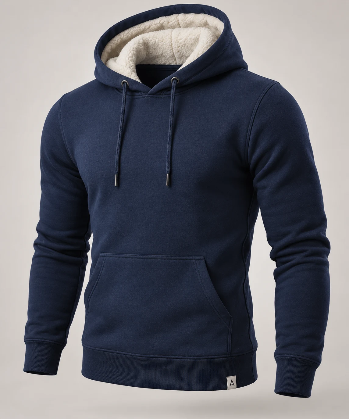Men's Slim Fit Fleece-Lined Hoodie in Navy – representative catalogue design
