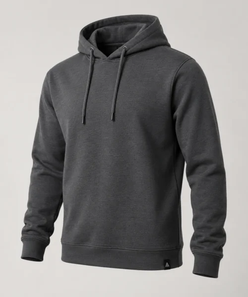 Men's Regular Fit Drawstring Hood Hoodie in Charcoal – representative catalogue design