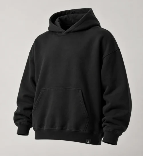 Men's Oversized Fit Pullover Hoodie in Black – representative catalogue design