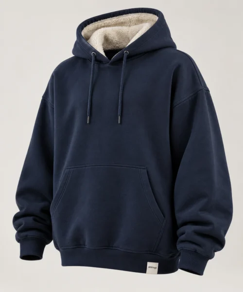 Men's Oversized Fit Fleece-Lined Hoodie in Navy – representative catalogue design