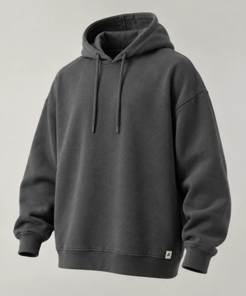 Men's Oversized Fit Drawstring Hood Hoodie in Charcoal – representative catalogue design