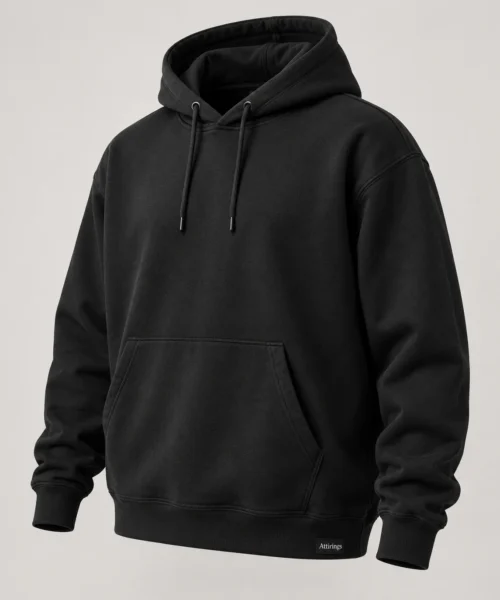 Men's Relaxed Fit Pullover Hoodie in Black – representative catalogue design