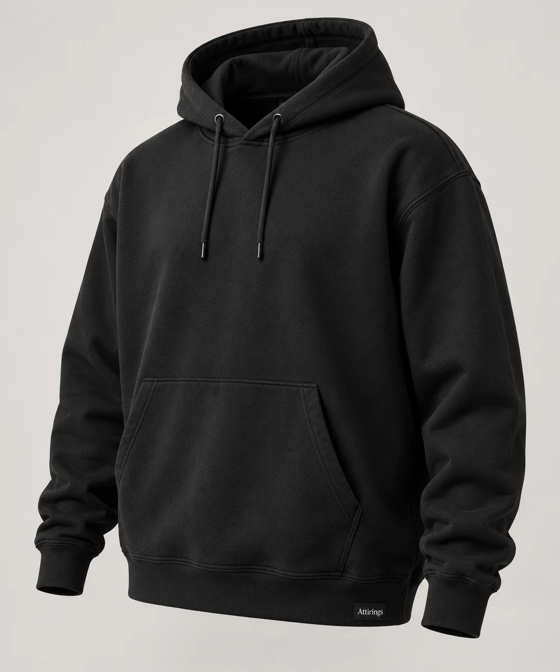 Men's Relaxed Fit Pullover Hoodie in Black – representative catalogue design
