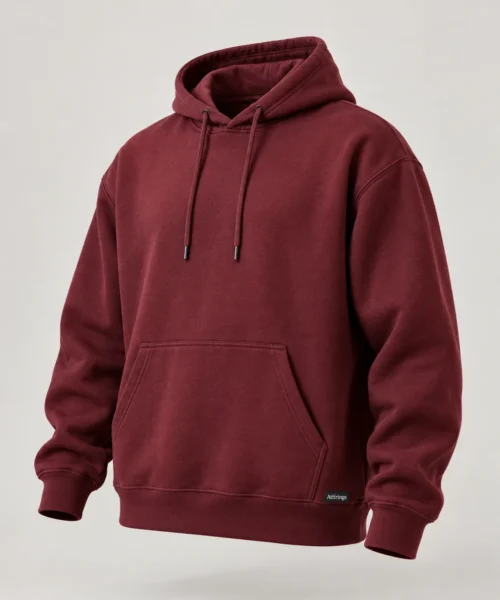 Men's Relaxed Fit Kangaroo Pocket Hoodie in Maroon – representative catalogue design