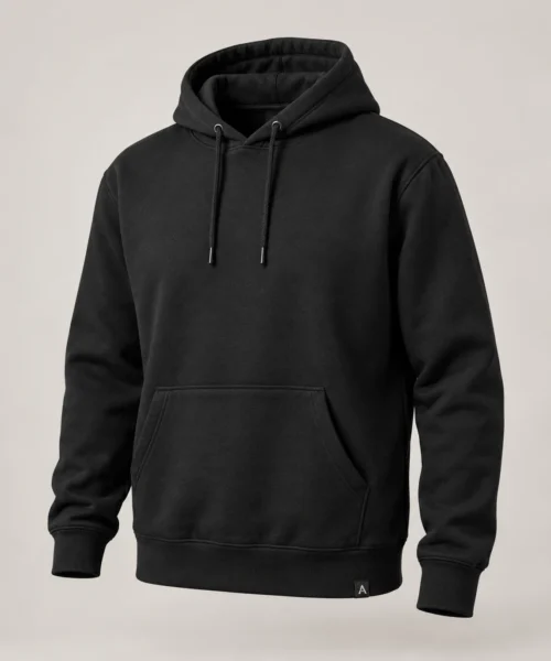 Men's Classic Fit Pullover Hoodie in Black – representative catalogue design