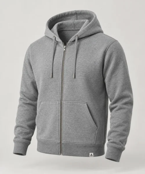 Men's Classic Fit Zip-Up Hoodie in Grey – representative catalogue design