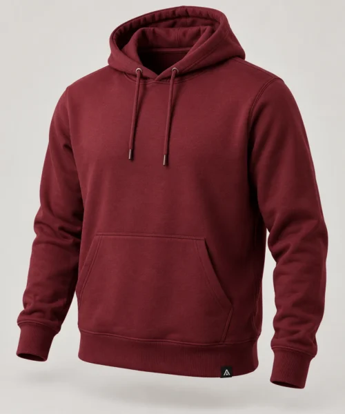 Men's Classic Fit Kangaroo Pocket Hoodie in Maroon – representative catalogue design