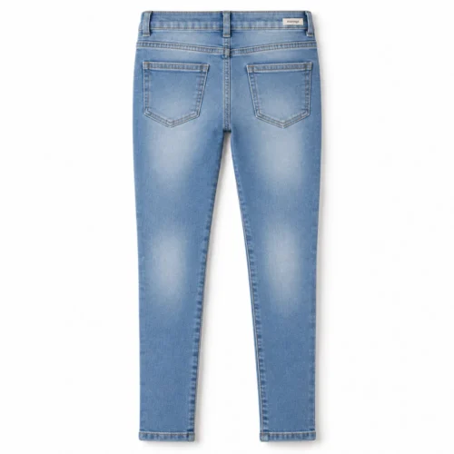 Indigo Blue Girls' Skinny Fit Light Wash Jeans - back design visualization