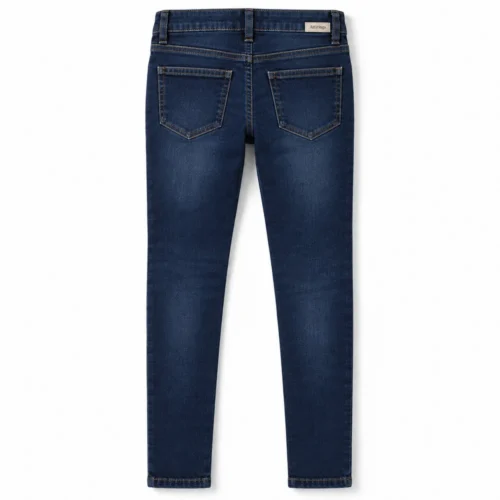 Dark Blue Girls' Skinny Fit Dark Wash Jeans - back design visualization