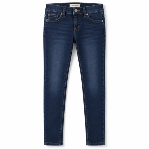 Dark Blue Girls' Skinny Fit Dark Wash Jeans - front design visualization
