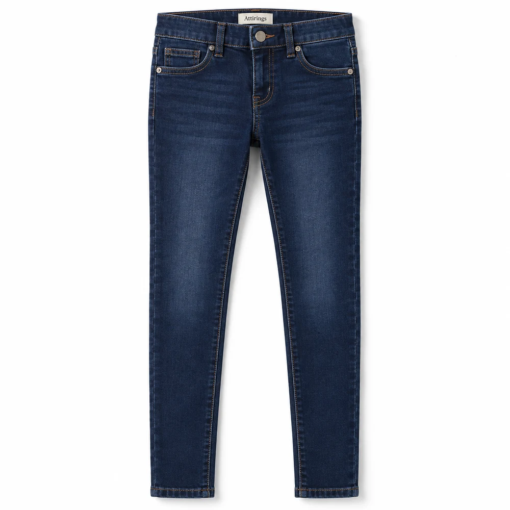Dark Blue Girls' Skinny Fit Dark Wash Jeans - front design visualization