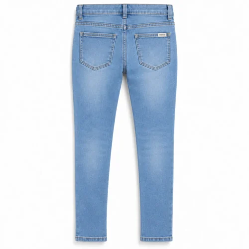 Light Blue Girls' Skinny Fit Stretch Jeans - back design visualization