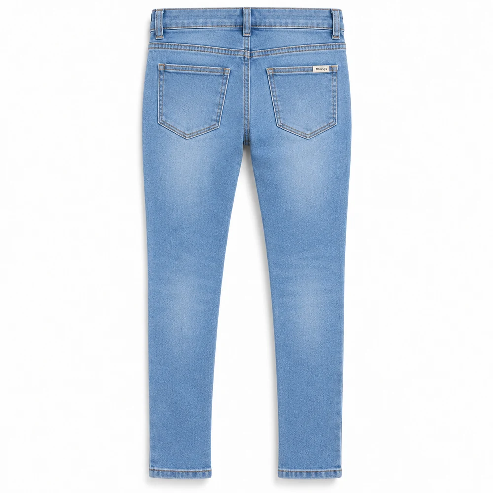 Light Blue Girls' Skinny Fit Stretch Jeans - back design visualization