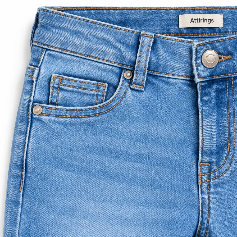 Light Blue Girls' Skinny Fit Stretch Jeans - detail design visualization