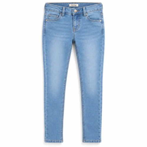 Light Blue Girls' Skinny Fit Stretch Jeans - front design visualization