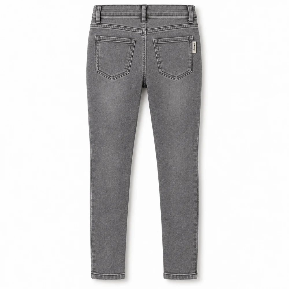 Grey Girls' Skinny Fit High-Rise Jeans - back design visualization