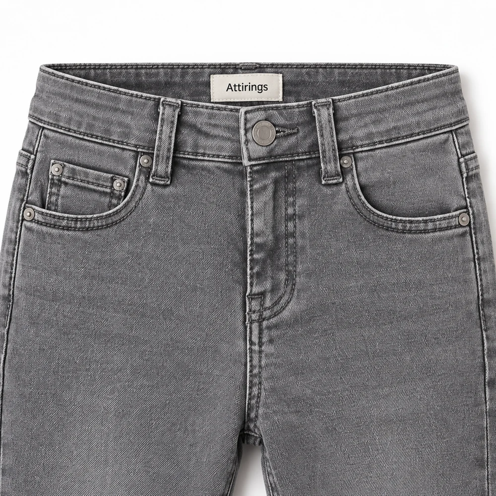 Grey Girls' Skinny Fit High-Rise Jeans - detail design visualization