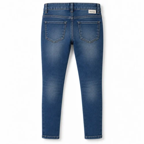 Indigo Blue Girls' Skinny Fit Distressed Jeans - back design visualization