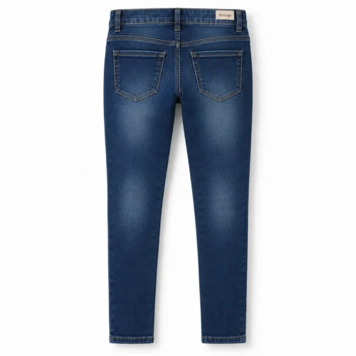 Dark Blue Girls' Slim Fit Light Wash Jeans - back design visualization