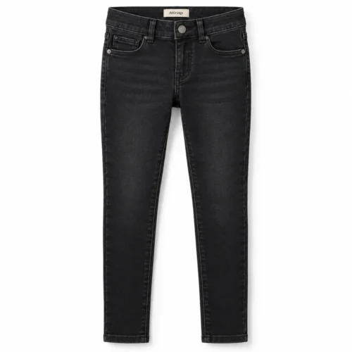 Black Girls' Slim Fit Dark Wash Jeans - front design visualization