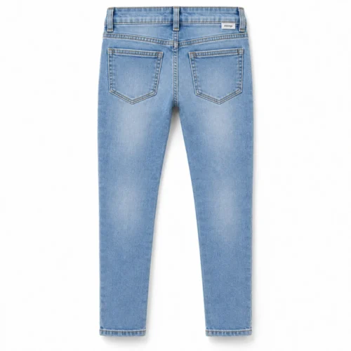 Light Blue Girls' Slim Fit Stone Wash Jeans - back design visualization