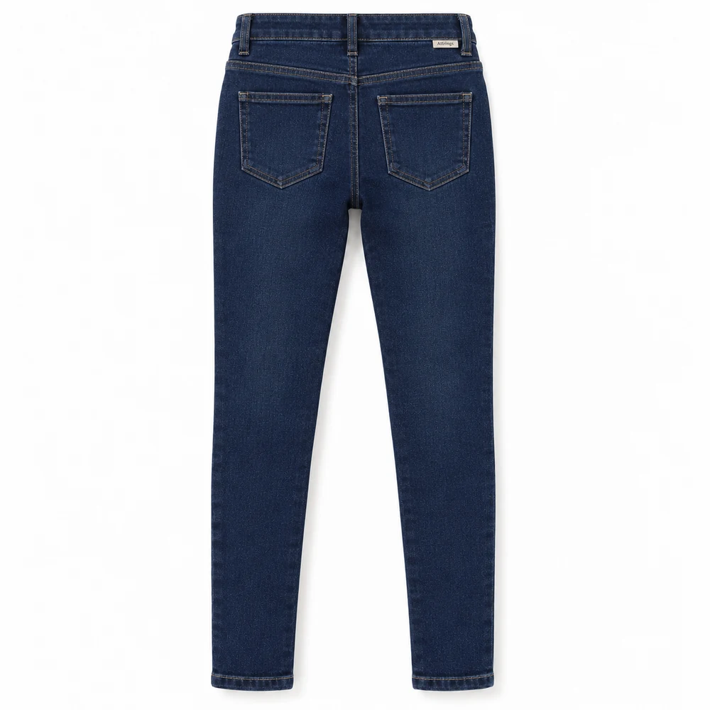 Indigo Blue Girls' Slim Fit High-Rise Jeans - back design visualization