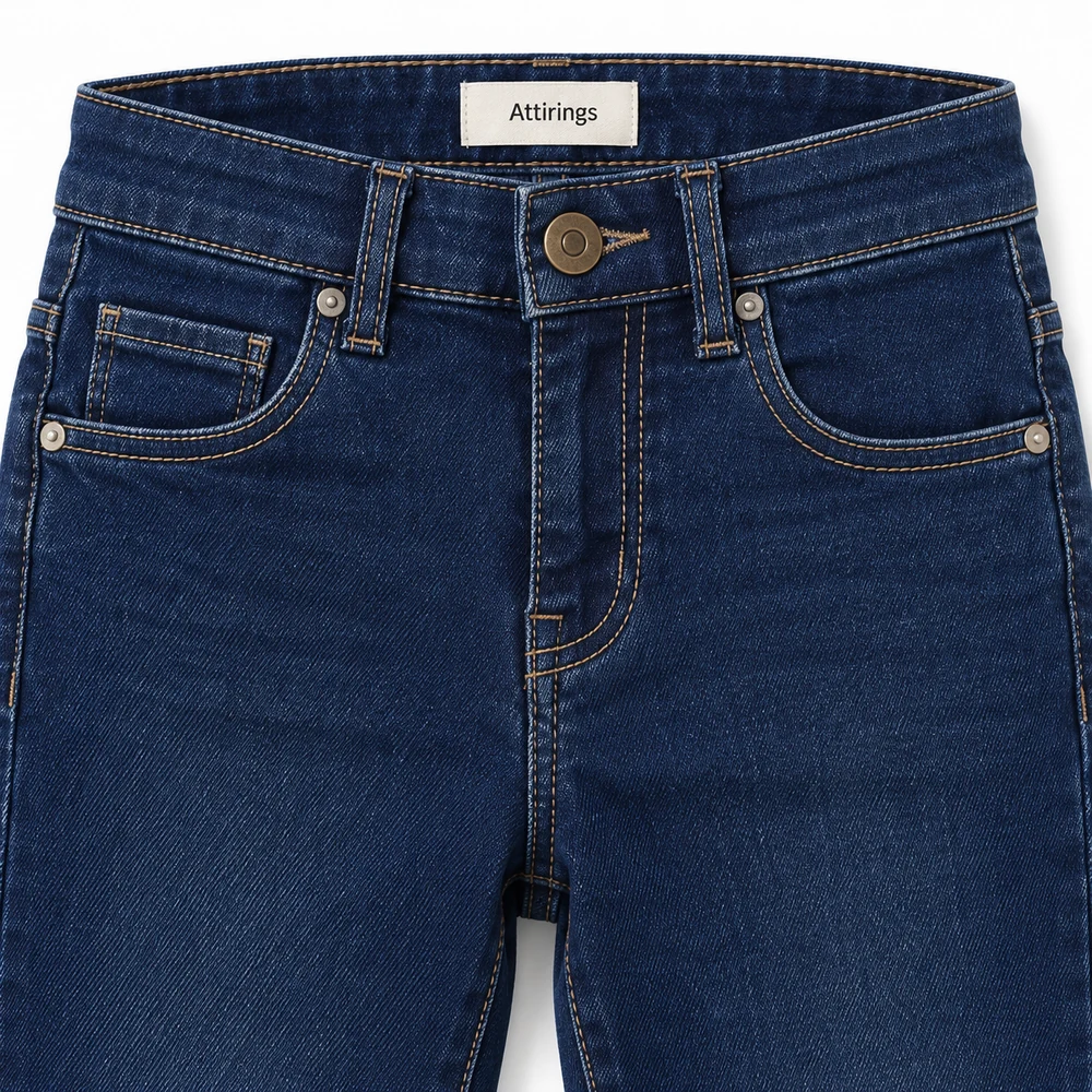 Indigo Blue Girls' Slim Fit High-Rise Jeans - detail design visualization