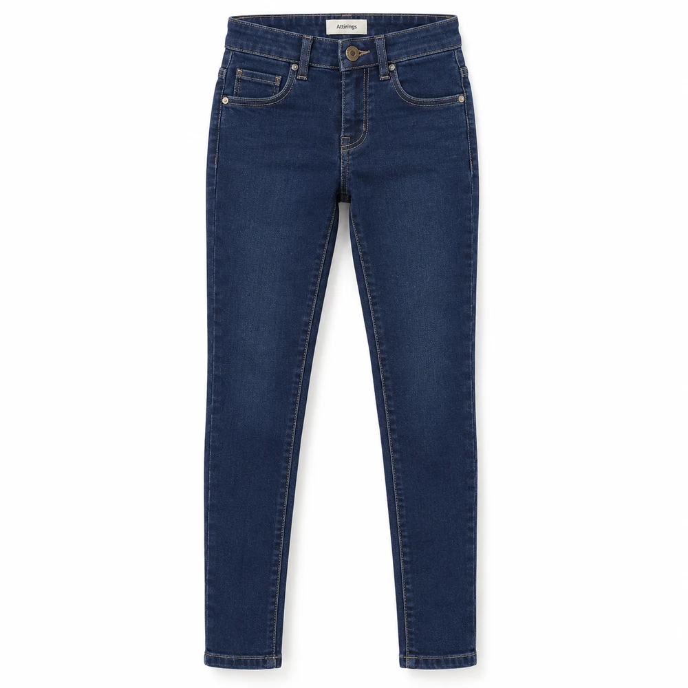 Indigo Blue Girls' Slim Fit High-Rise Jeans - front design visualization