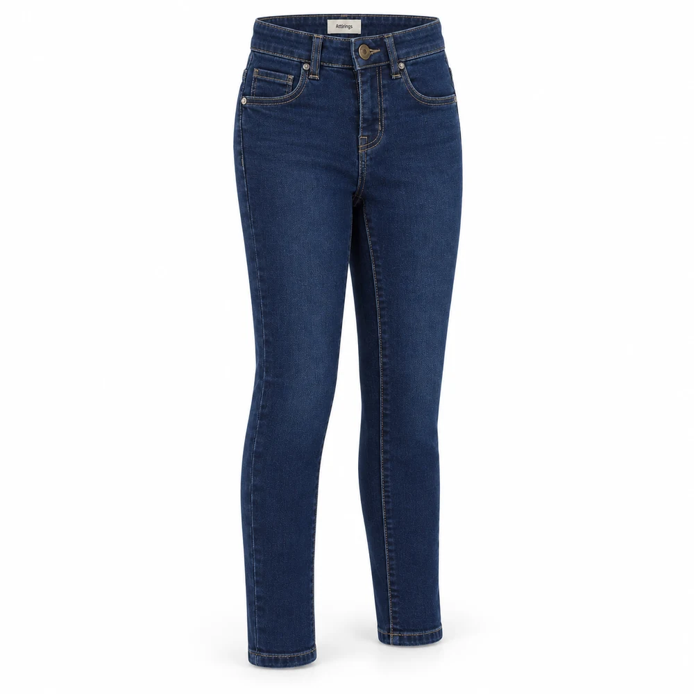 Indigo Blue Girls' Slim Fit High-Rise Jeans - side design visualization