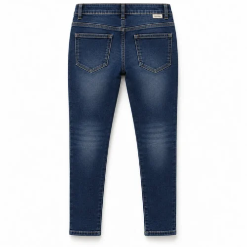 Dark Blue Girls' Slim Fit Distressed Jeans - back design visualization
