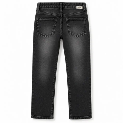 Black Girls' Straight Fit Light Wash Jeans - back design visualization