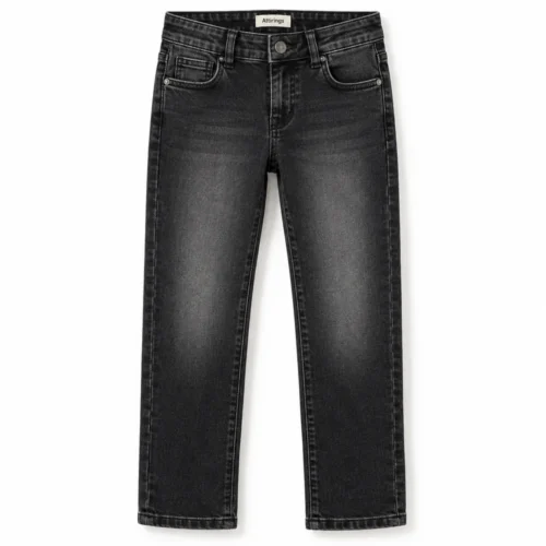 Black Girls' Straight Fit Light Wash Jeans - front design visualization