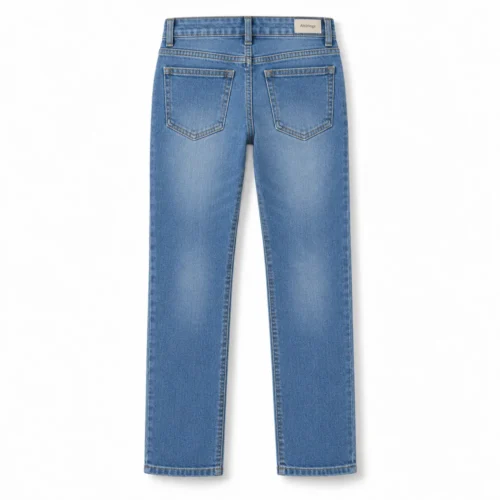 Light Blue Girls' Straight Fit Dark Wash Jeans - back design visualization