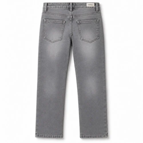 Grey Girls' Straight Fit Stone Wash Jeans - back design visualization