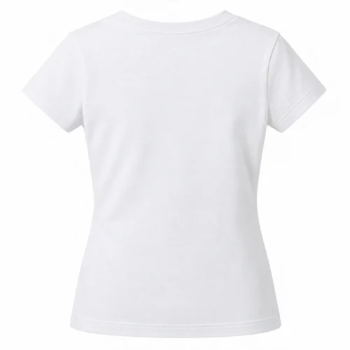 White Girls' Slim Fit Crew Neck T-Shirt - back design visualization