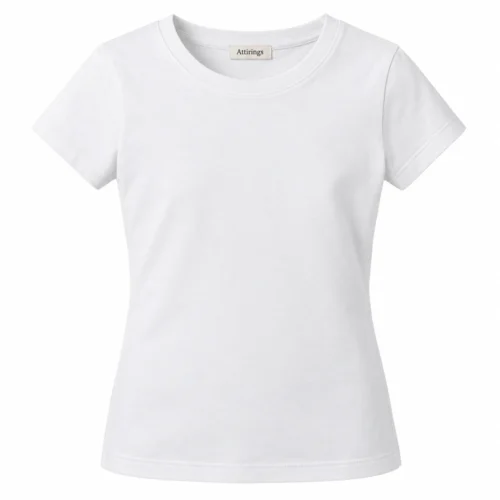 White Girls' Slim Fit Crew Neck T-Shirt - front design visualization