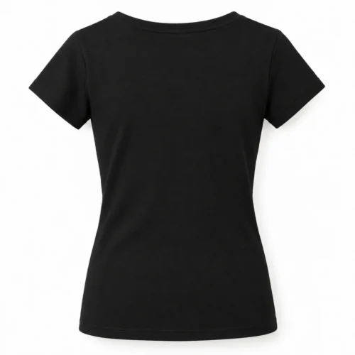 Black Girls' Slim Fit V-Neck T-Shirt - back design visualization