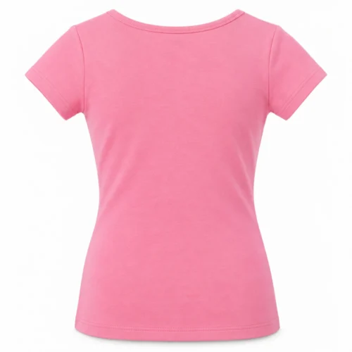 Pink Girls' Slim Fit Scoop Neck T-Shirt - back design visualization