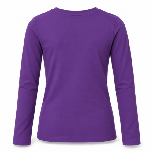 Purple Girls' Slim Fit Long Sleeve T-Shirt - back design visualization