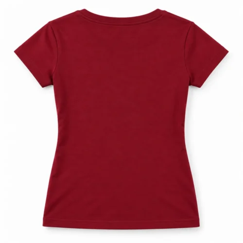 Maroon Girls' Slim Fit Printed Graphic T-Shirt - back design visualization