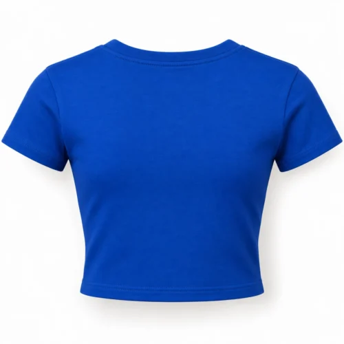 Royal Blue Girls' Slim Fit Cropped T-Shirt - back design visualization