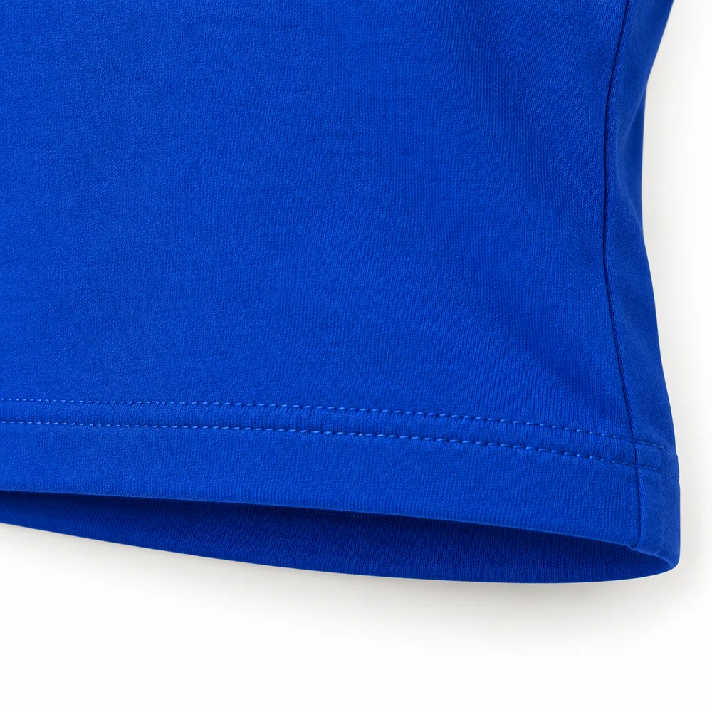 Royal Blue Girls' Slim Fit Cropped T-Shirt - detail design visualization
