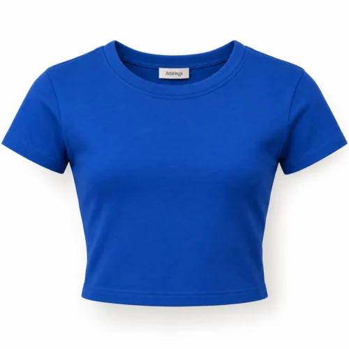 Royal Blue Girls' Slim Fit Cropped T-Shirt - front design visualization