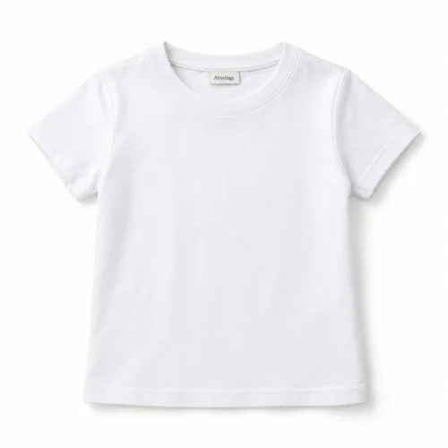 White Girls' Regular Fit Crew Neck T-Shirt - front design visualization
